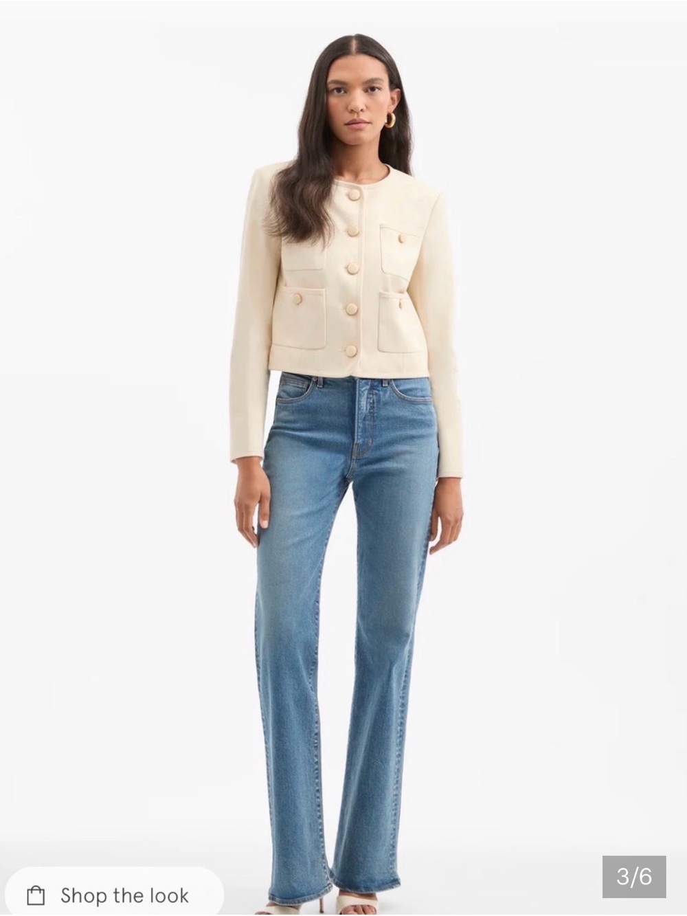 Veronica Beard Ivory Cropped Patch-Pocket Jacket - Picture 2 of 13